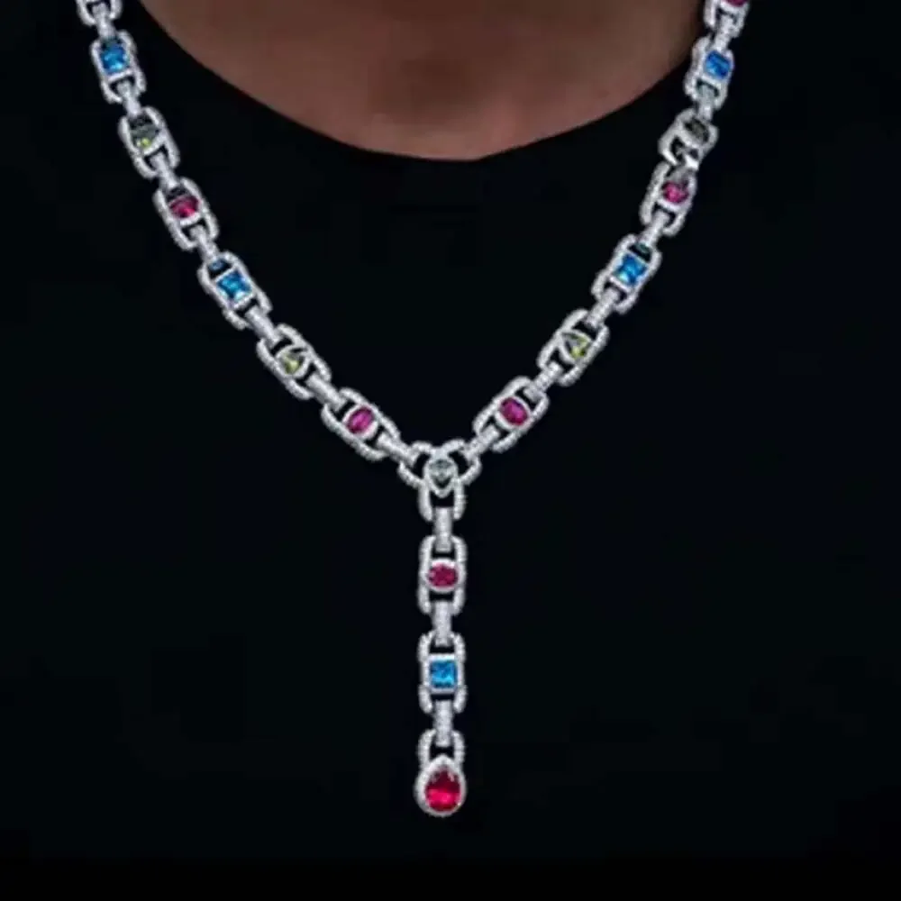 Multicolored Gemstone Pendant Necklace 19 0003